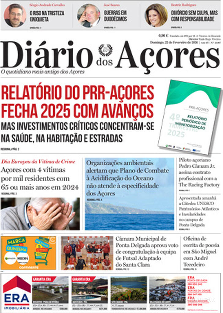 Capa Di�rio dos A�ores - 2026-02-22