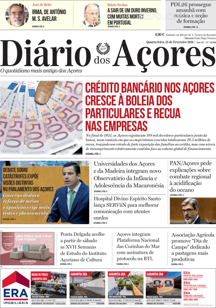 Capa Di�rio dos A�ores - 2026-02-25