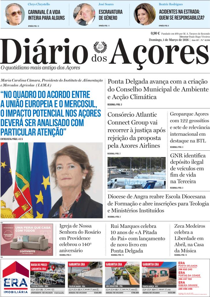 Capa Di�rio dos A�ores - 2026-03-01