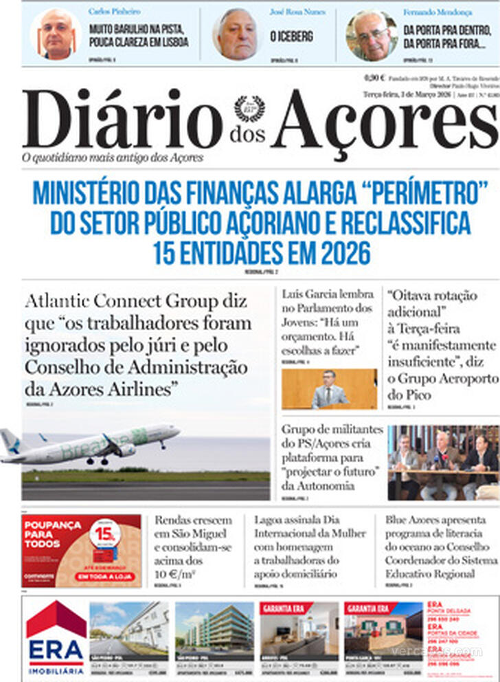 Capa Di�rio dos A�ores - 2026-03-03