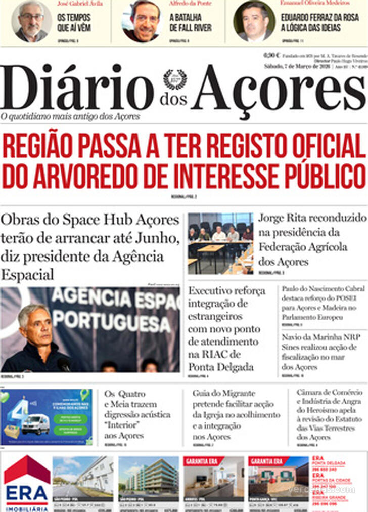 Capa Di�rio dos A�ores - 2026-03-07