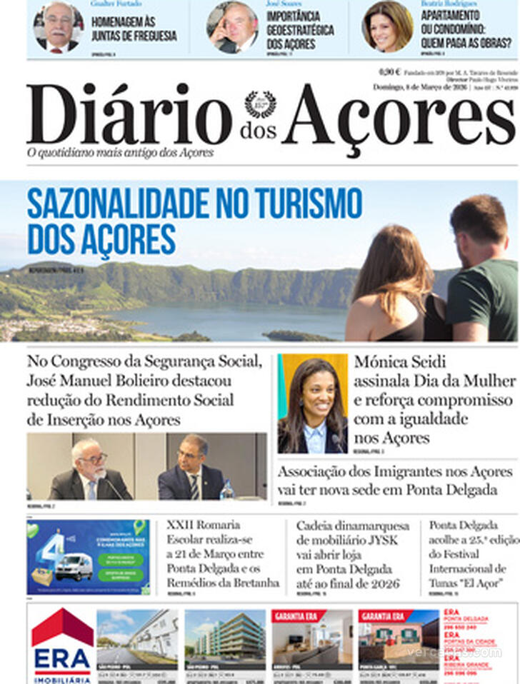 Capa Di�rio dos A�ores - 2026-03-08