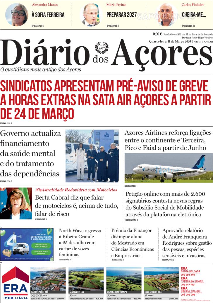 Capa Di�rio dos A�ores - 2026-03-11
