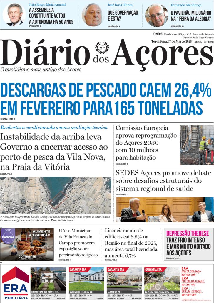 Capa Di�rio dos A�ores - 2026-03-17