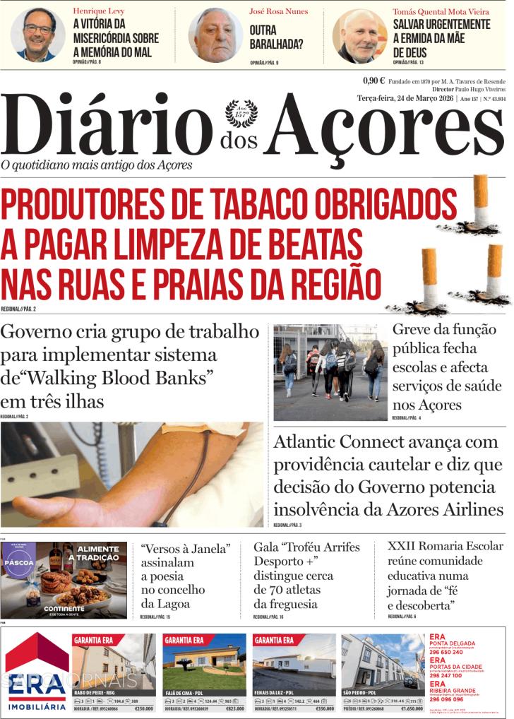 Capa Di�rio dos A�ores - 2026-03-24