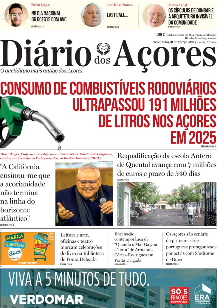 Capa Di�rio dos A�ores - 2026-03-31