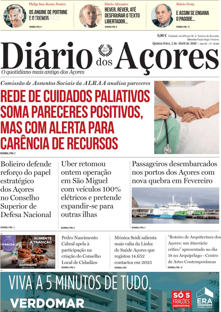 Capa Di�rio dos A�ores - 2026-04-02