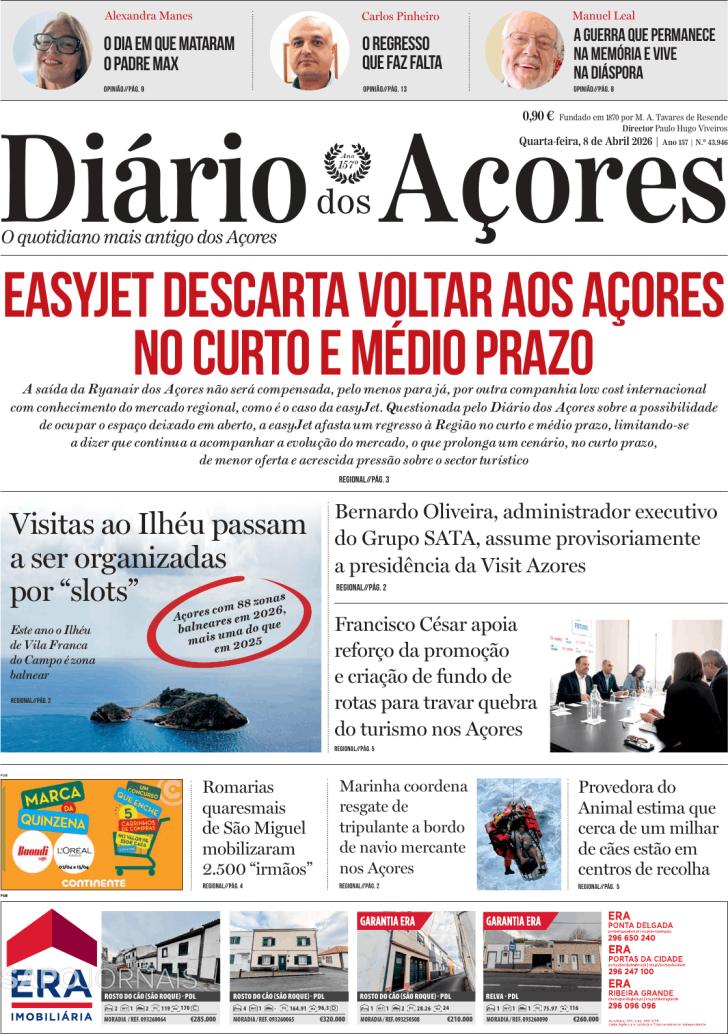 Capa Di�rio dos A�ores - 2026-04-08
