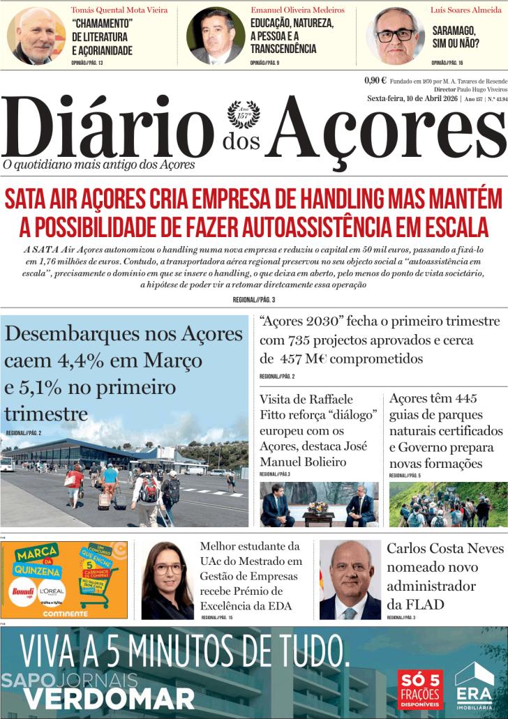 Capa Di�rio dos A�ores - 2026-04-10