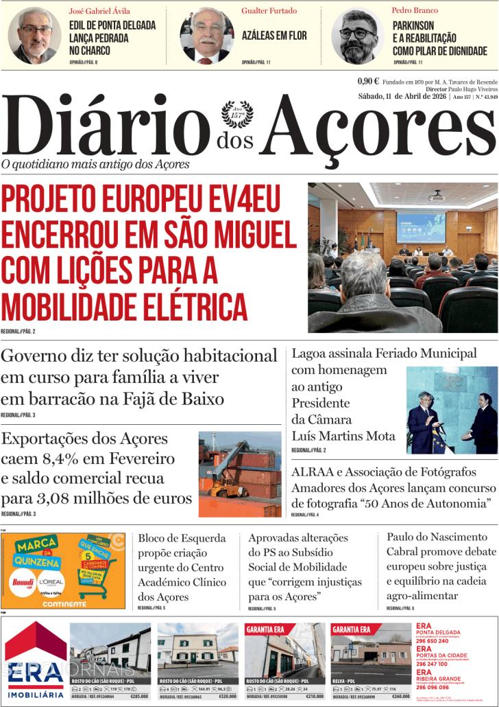 Capa Di�rio dos A�ores - 2026-04-11