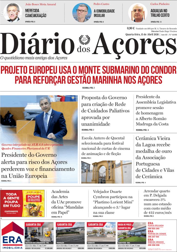 Capa Di�rio dos A�ores - 2026-04-15