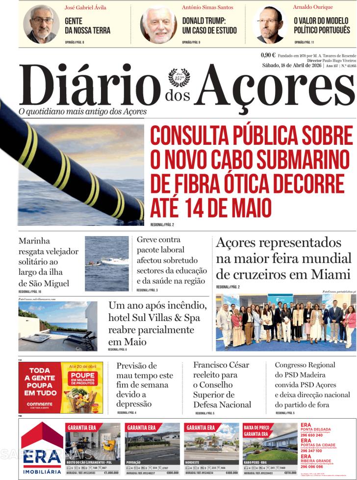 Capa Di�rio dos A�ores - 2026-04-18