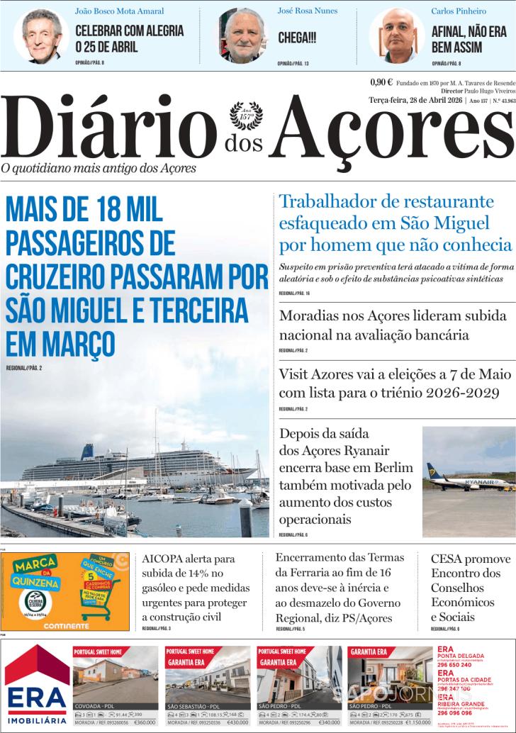 Capa Di�rio dos A�ores - 2026-04-28