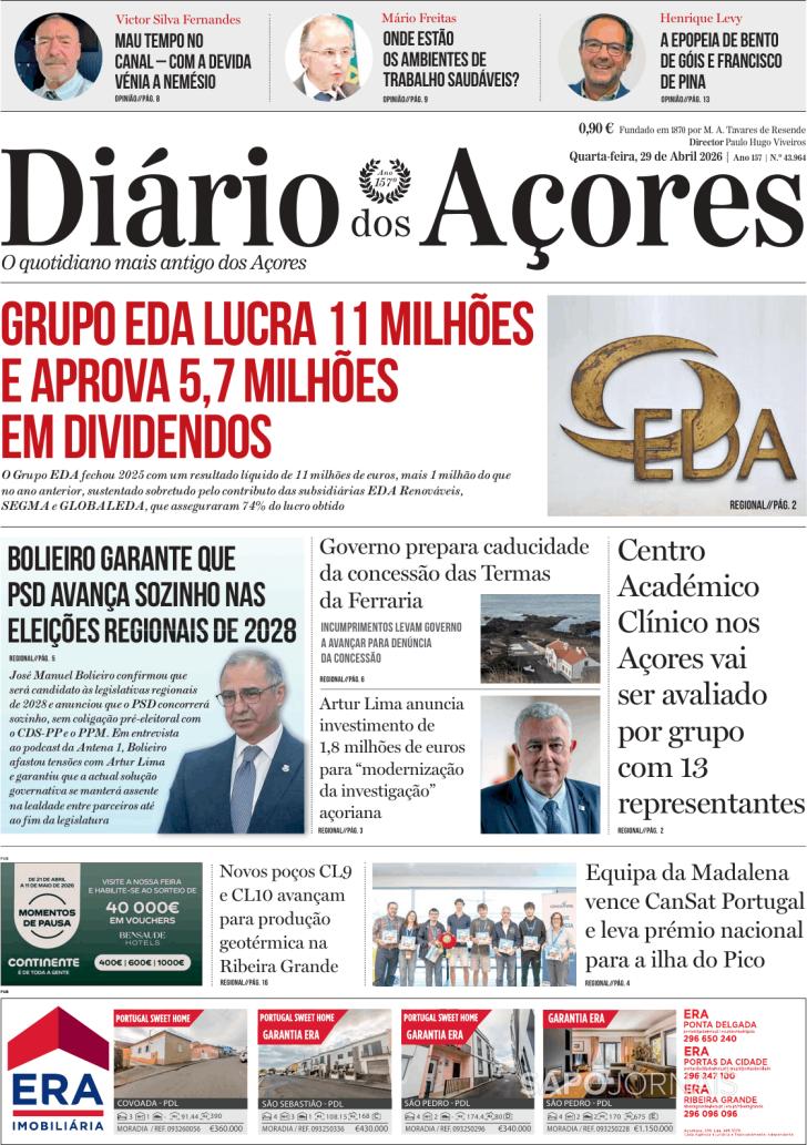 Capa Di�rio dos A�ores - 2026-04-29