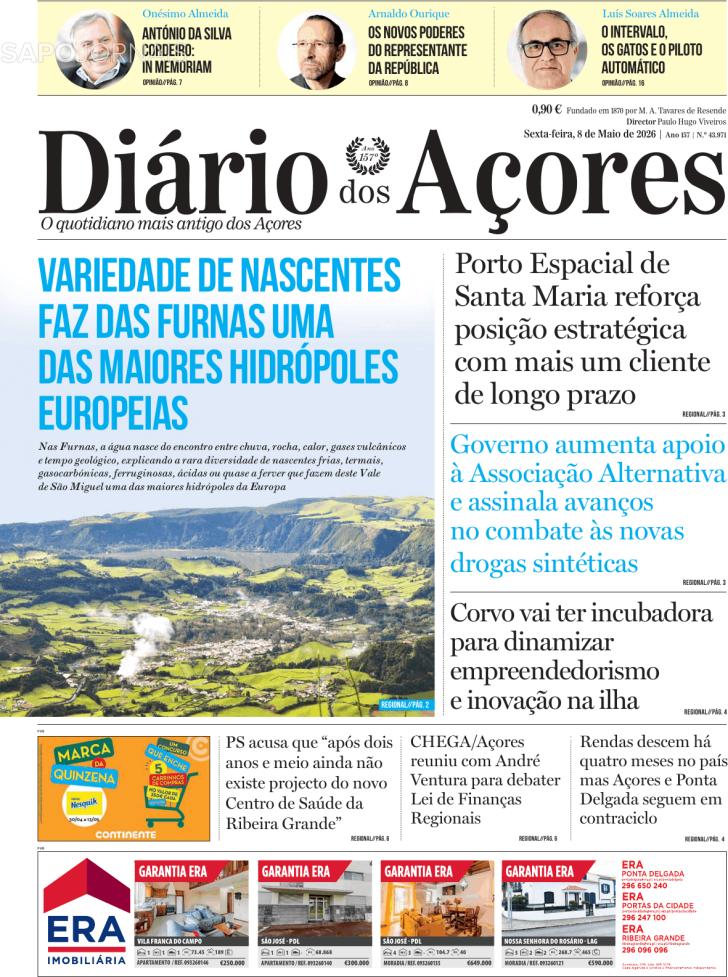 Capa Di�rio dos A�ores - 2026-05-08