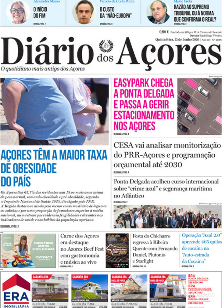 Capa Di�rio dos A�ores - 2026-06-25