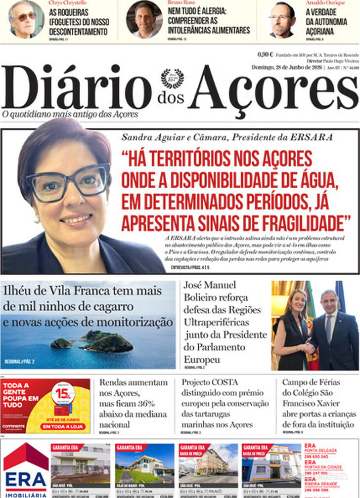 Capa Di�rio dos A�ores - 2026-06-27