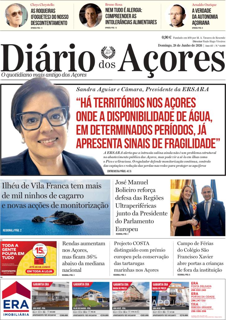 Capa Di�rio dos A�ores - 2026-06-28