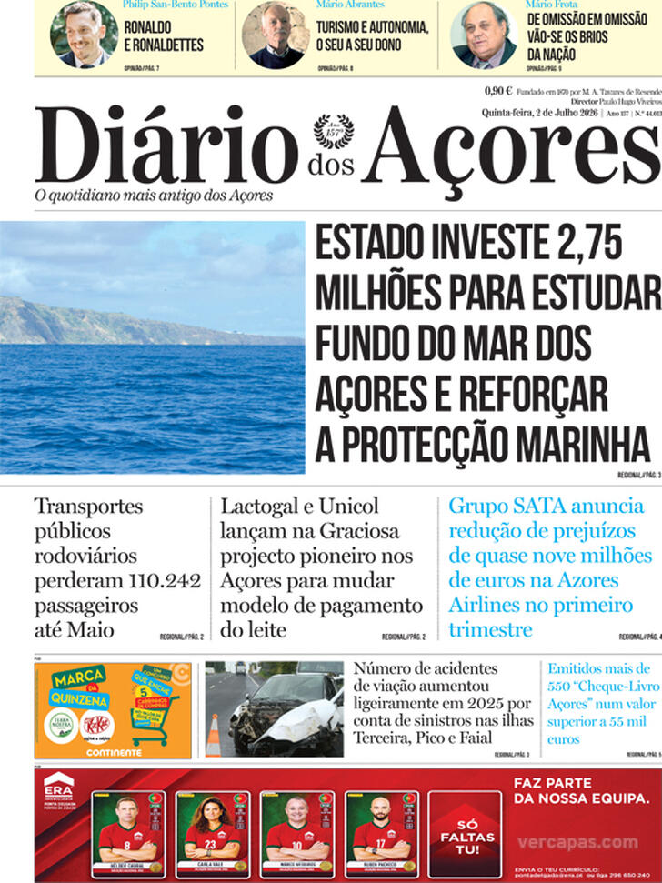 Capa Di�rio dos A�ores - 2026-07-02