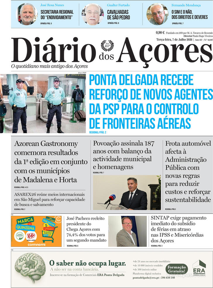 Capa Di�rio dos A�ores - 2026-07-07