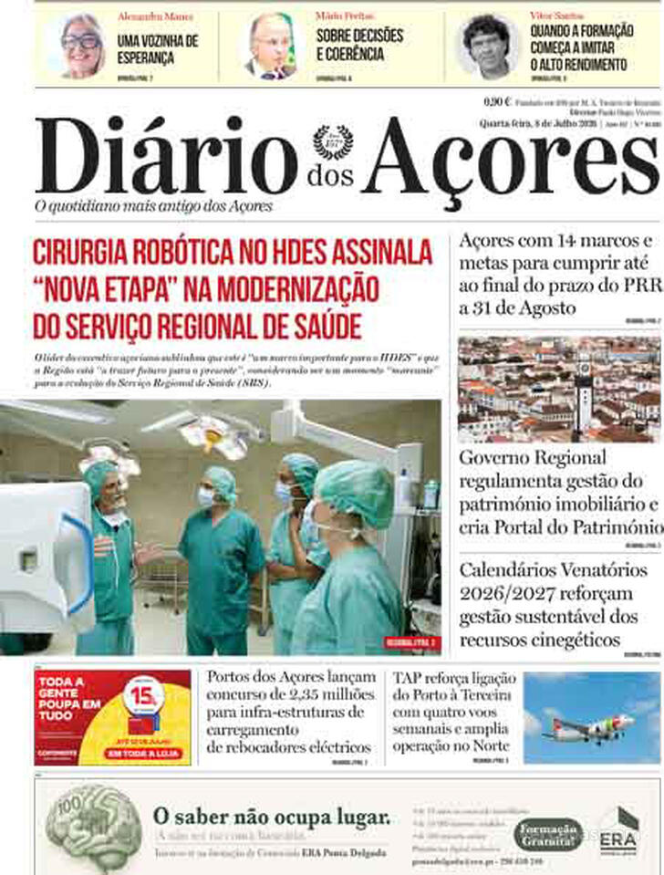 Capa Di�rio dos A�ores - 2026-07-08