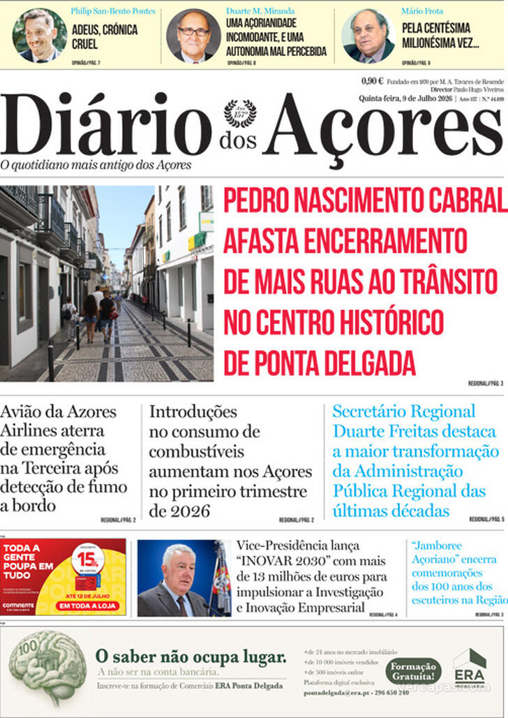 Capa Di�rio dos A�ores - 2026-07-09