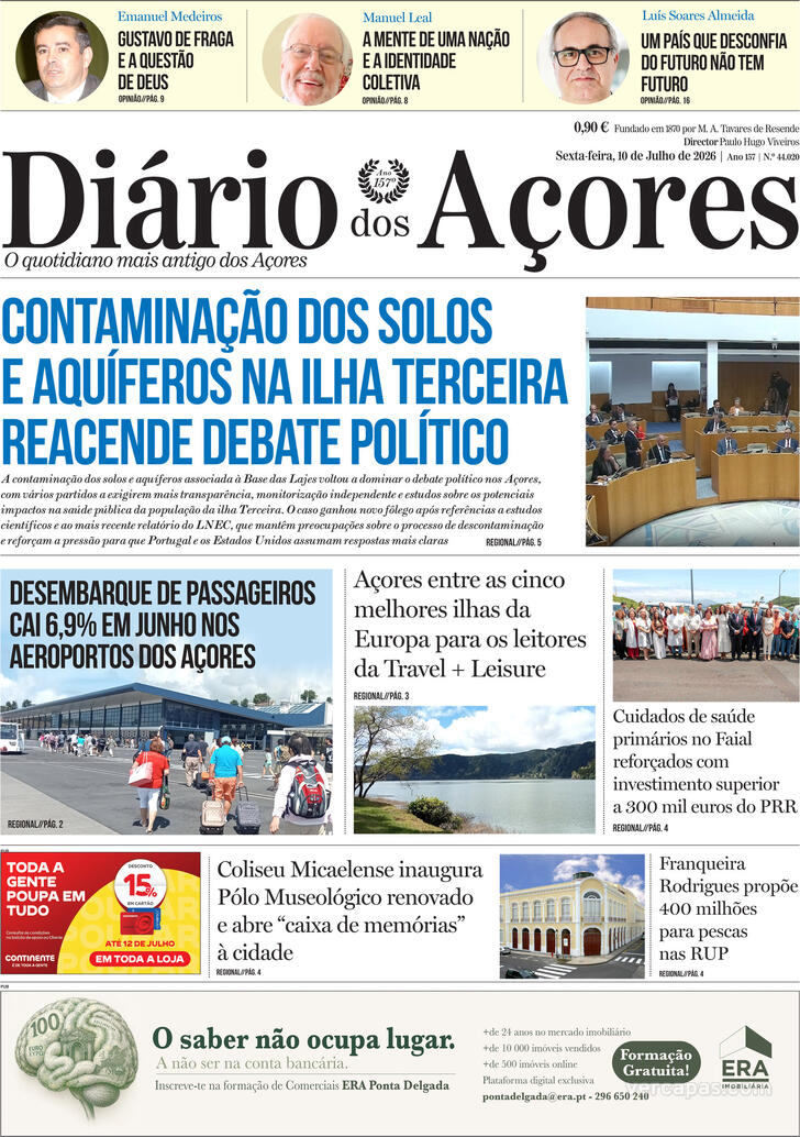 Capa Di�rio dos A�ores - 2026-07-10