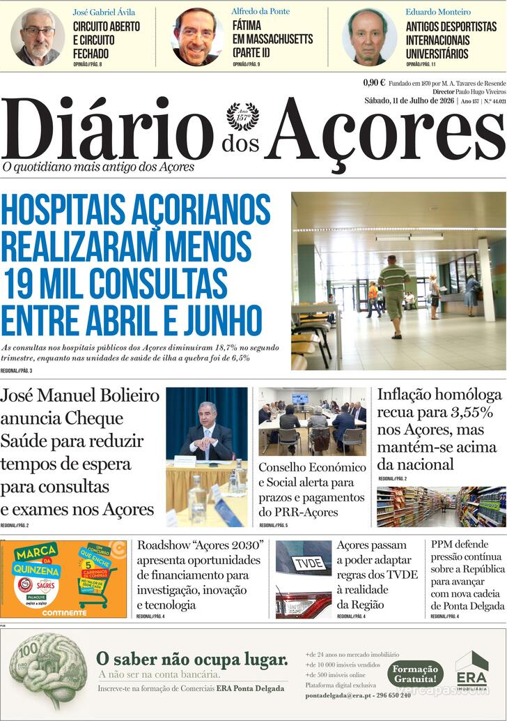 Capa Di�rio dos A�ores - 2026-07-11