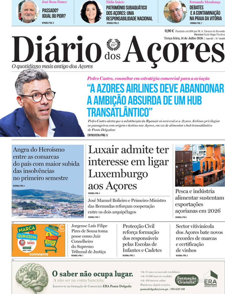 Capa Di�rio dos A�ores - 2026-07-14