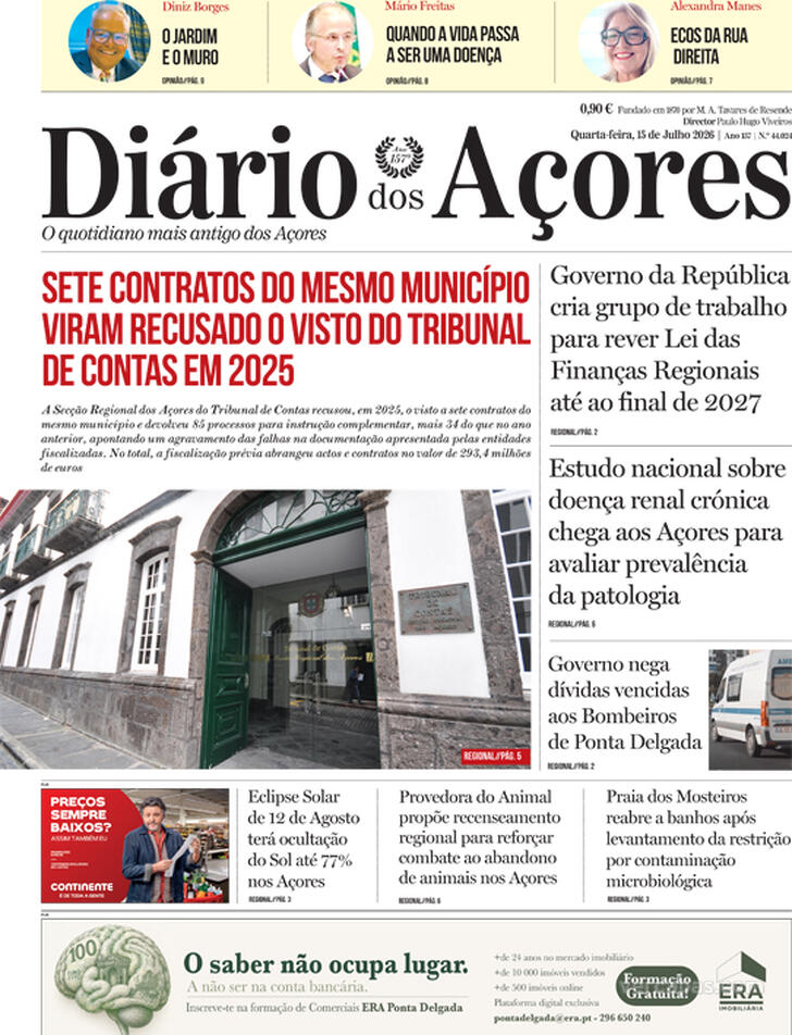 Capa Di�rio dos A�ores - 2026-07-15