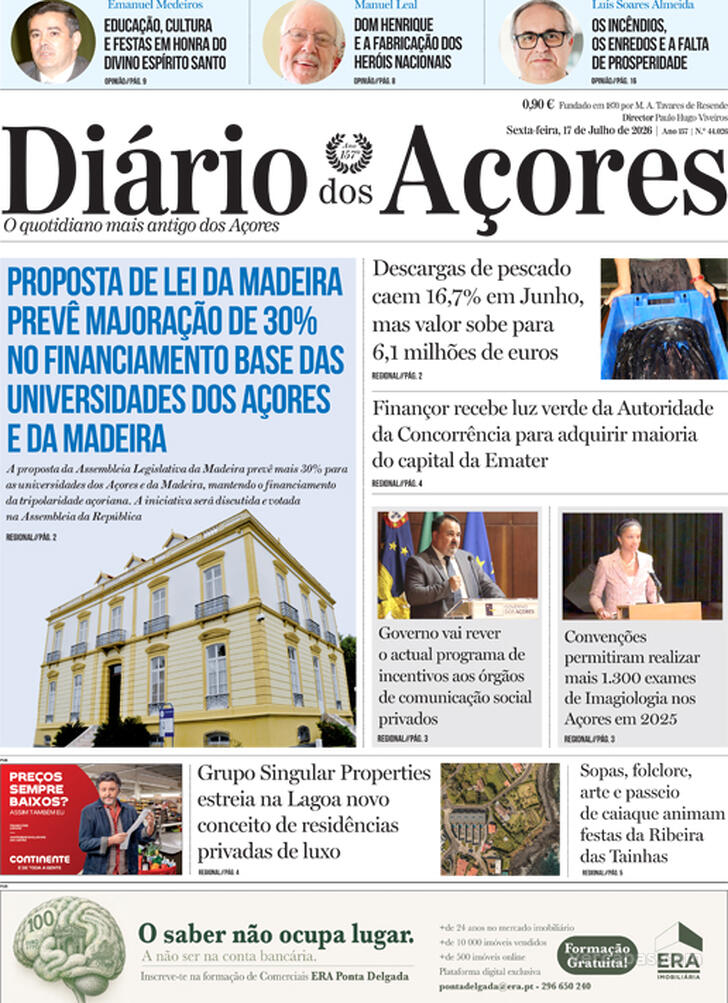 Capa Di�rio dos A�ores - 2026-07-17