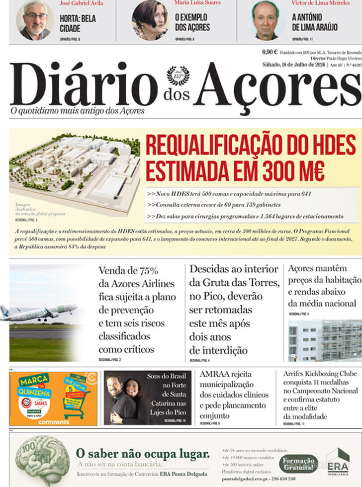 Capa Di�rio dos A�ores - 2026-07-18
