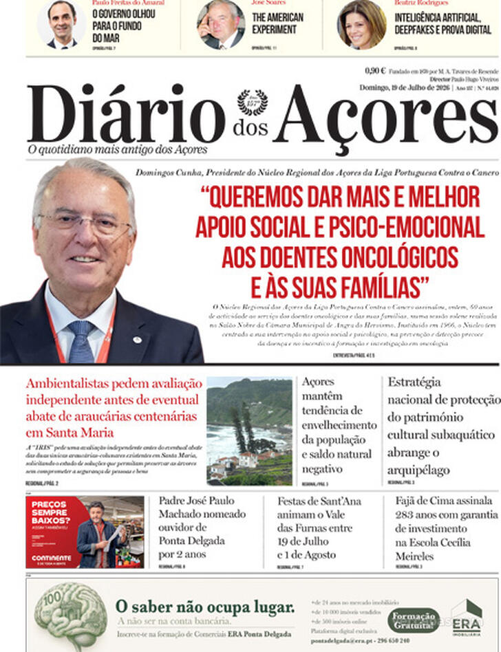 Capa Di�rio dos A�ores - 2026-07-19