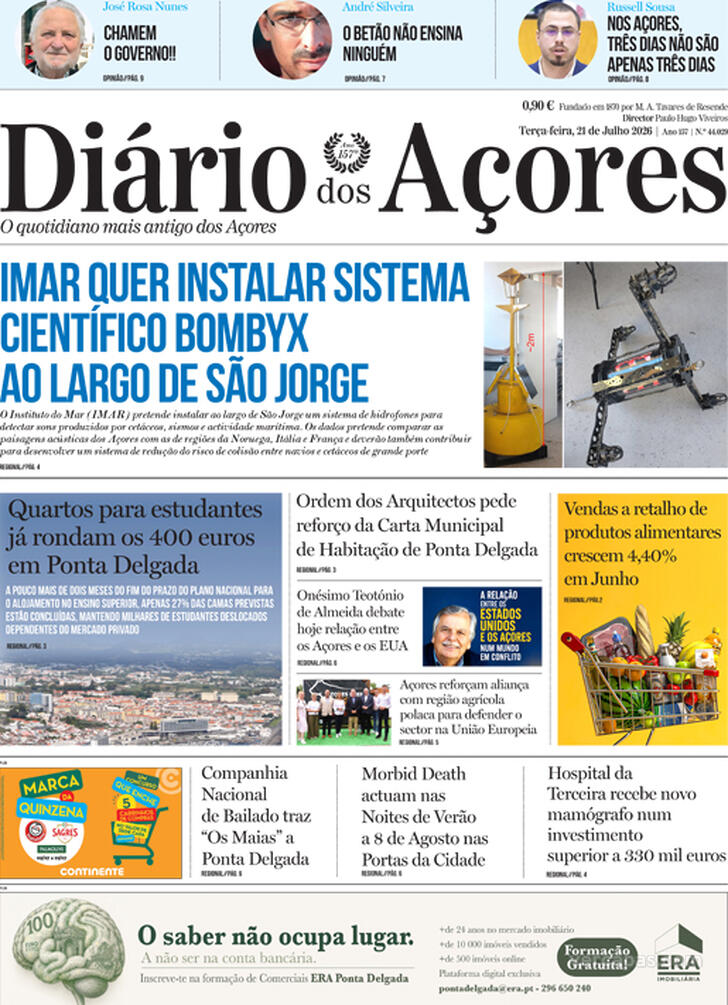 Capa Di�rio dos A�ores - 2026-07-21
