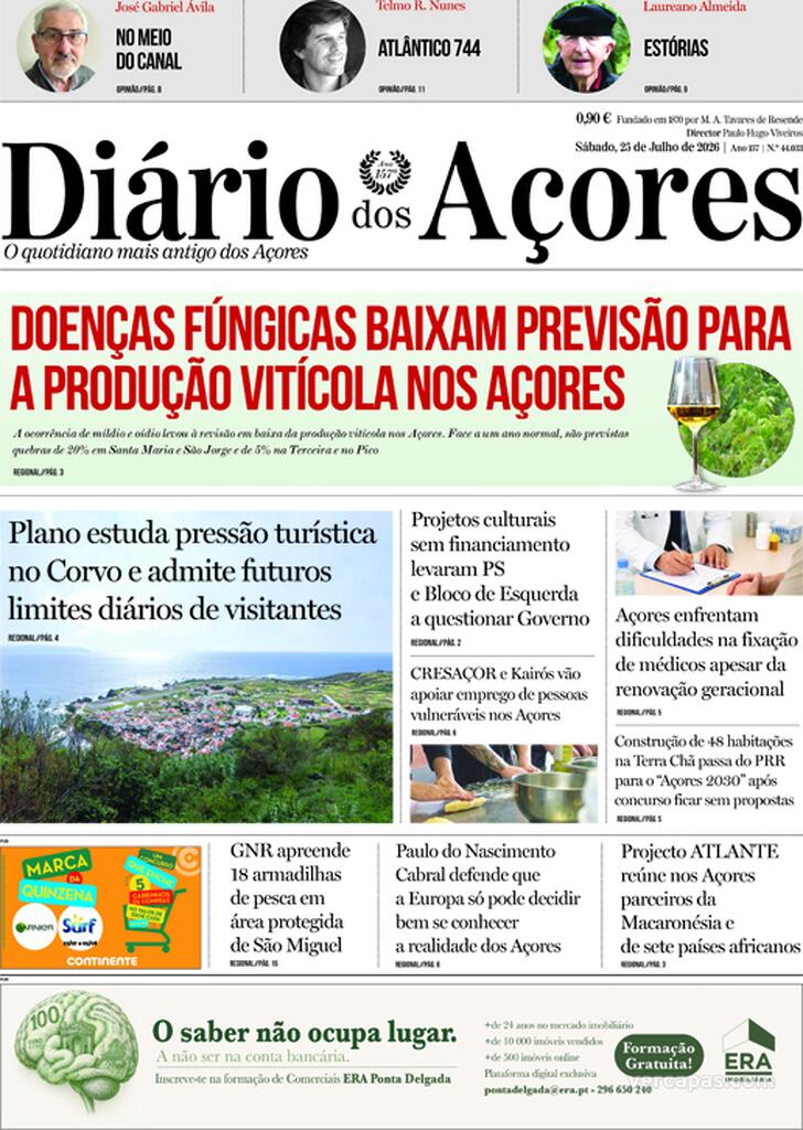 Capa Di�rio dos A�ores - 2026-07-25