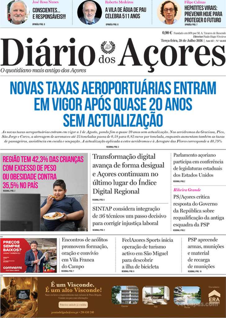 Capa Di�rio dos A�ores - 2026-07-28