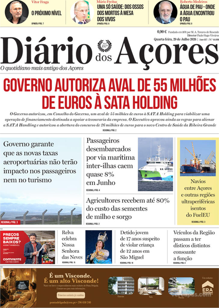 Capa Di�rio dos A�ores - 2026-07-29