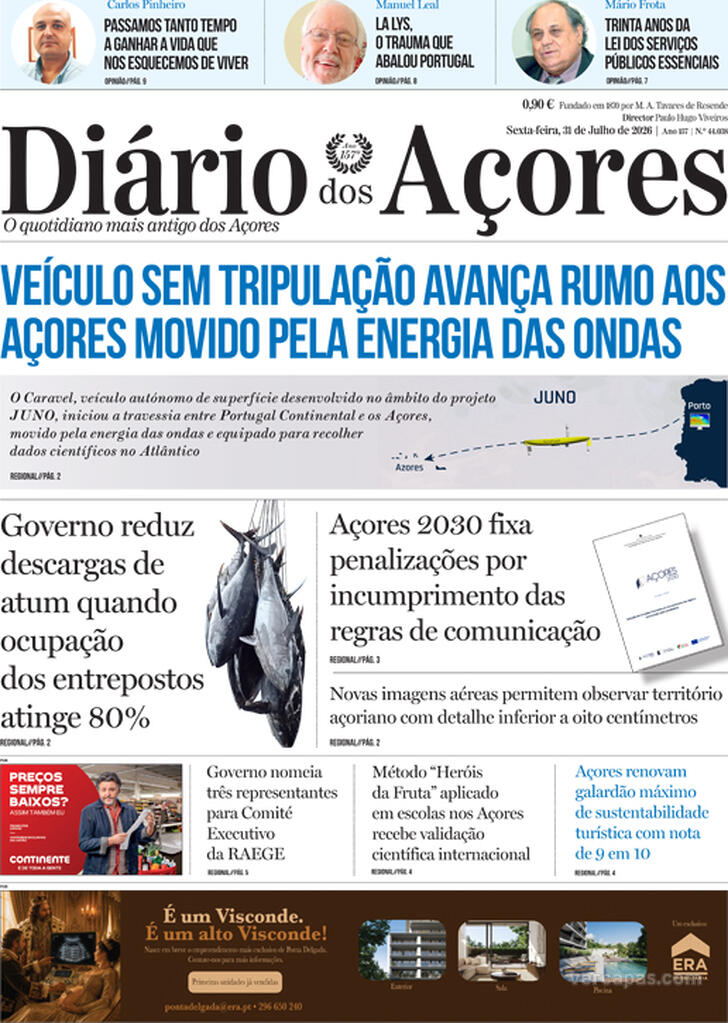 Capa Di�rio dos A�ores - 2026-07-31