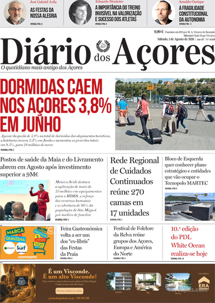 Capa Di�rio dos A�ores - 2026-08-01