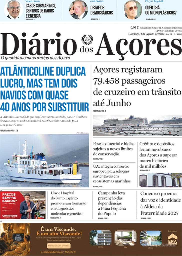 Capa Di�rio dos A�ores - 2026-08-02