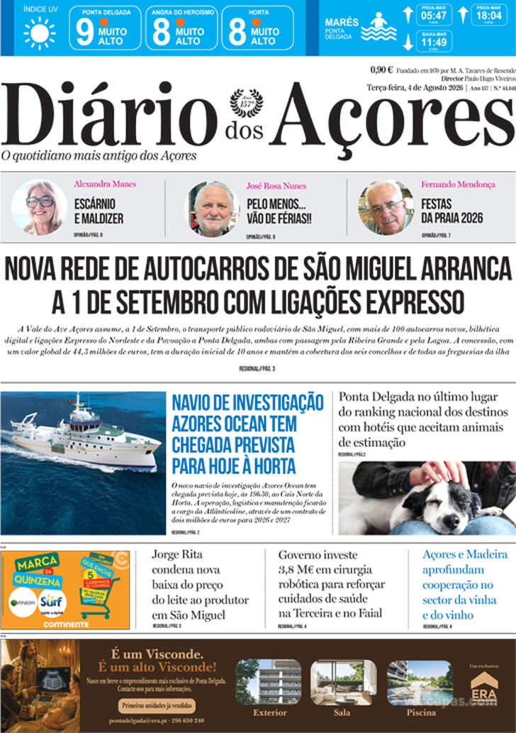 Capa Di�rio dos A�ores - 2026-08-04