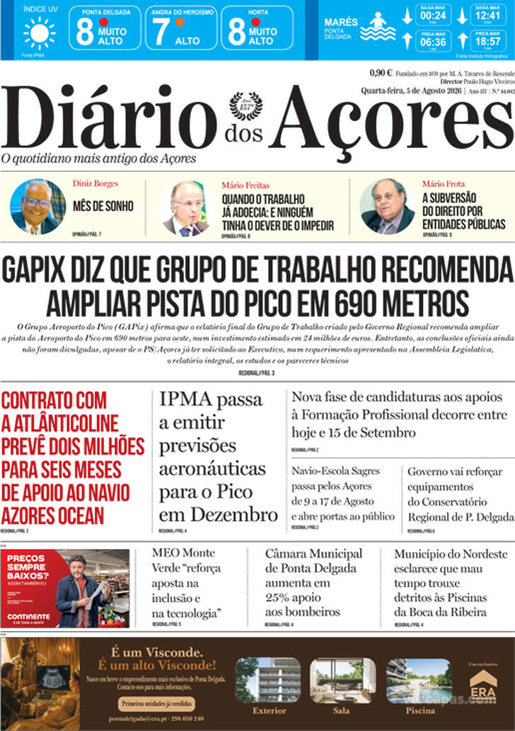Capa Di�rio dos A�ores - 2026-08-05