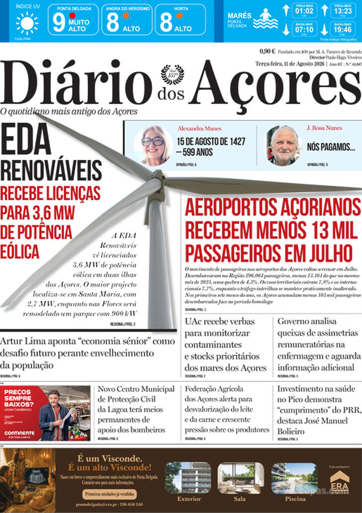Capa Di�rio dos A�ores - 2026-08-11