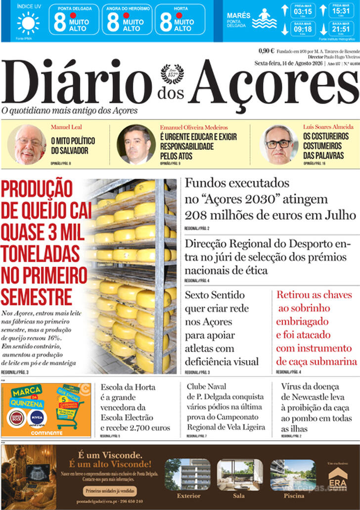 Capa Di�rio dos A�ores - 2026-08-14