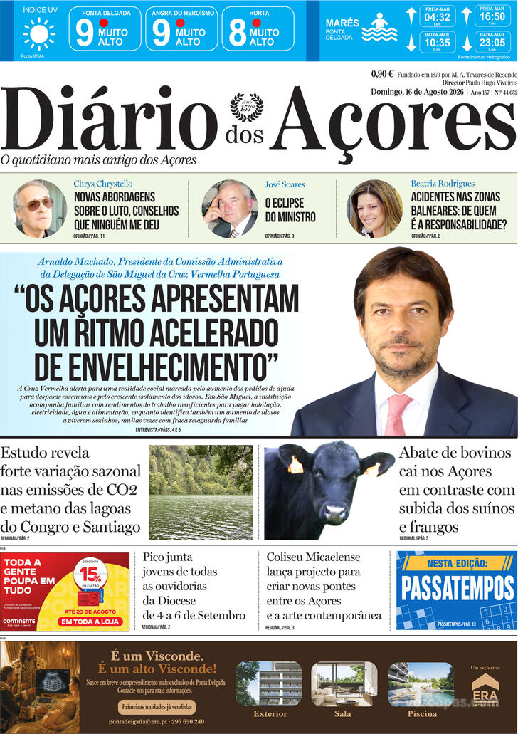 Capa Di�rio dos A�ores - 2026-08-16