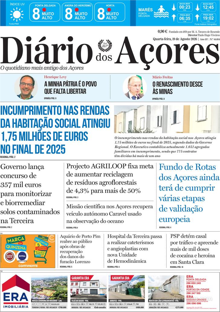 Capa Di�rio dos A�ores - 2026-08-19