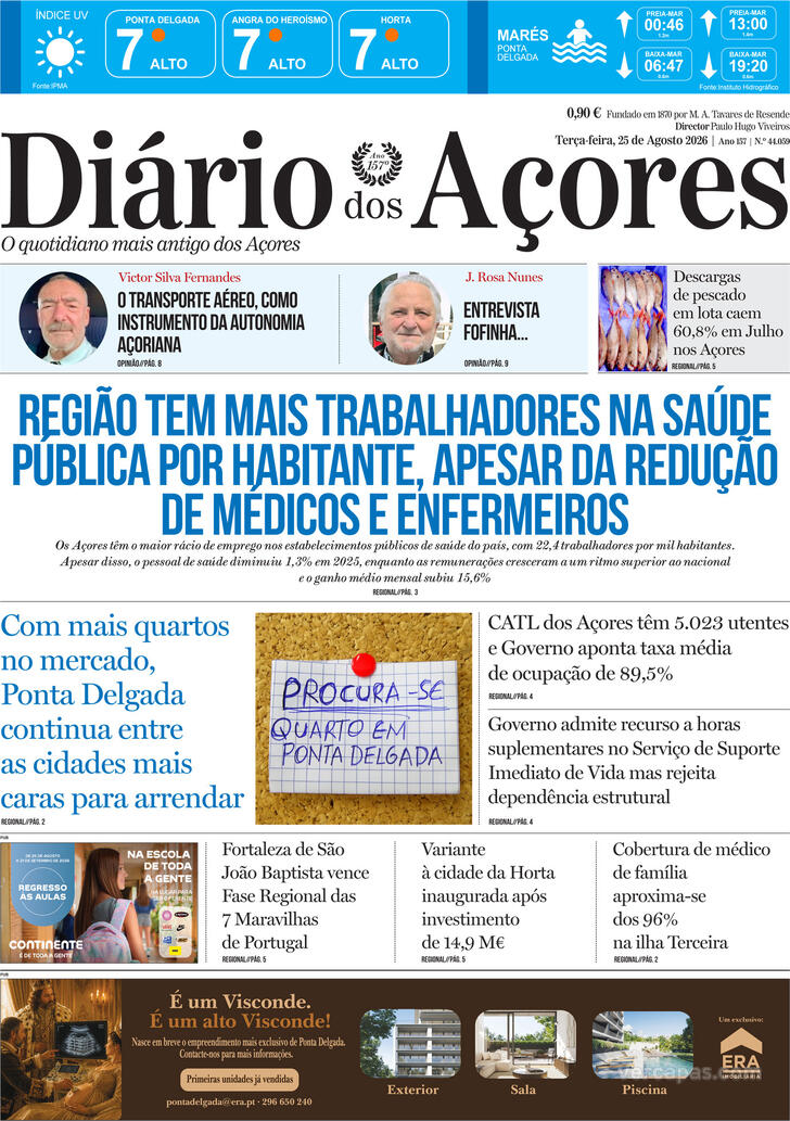 Capa Di�rio dos A�ores - 2026-08-25