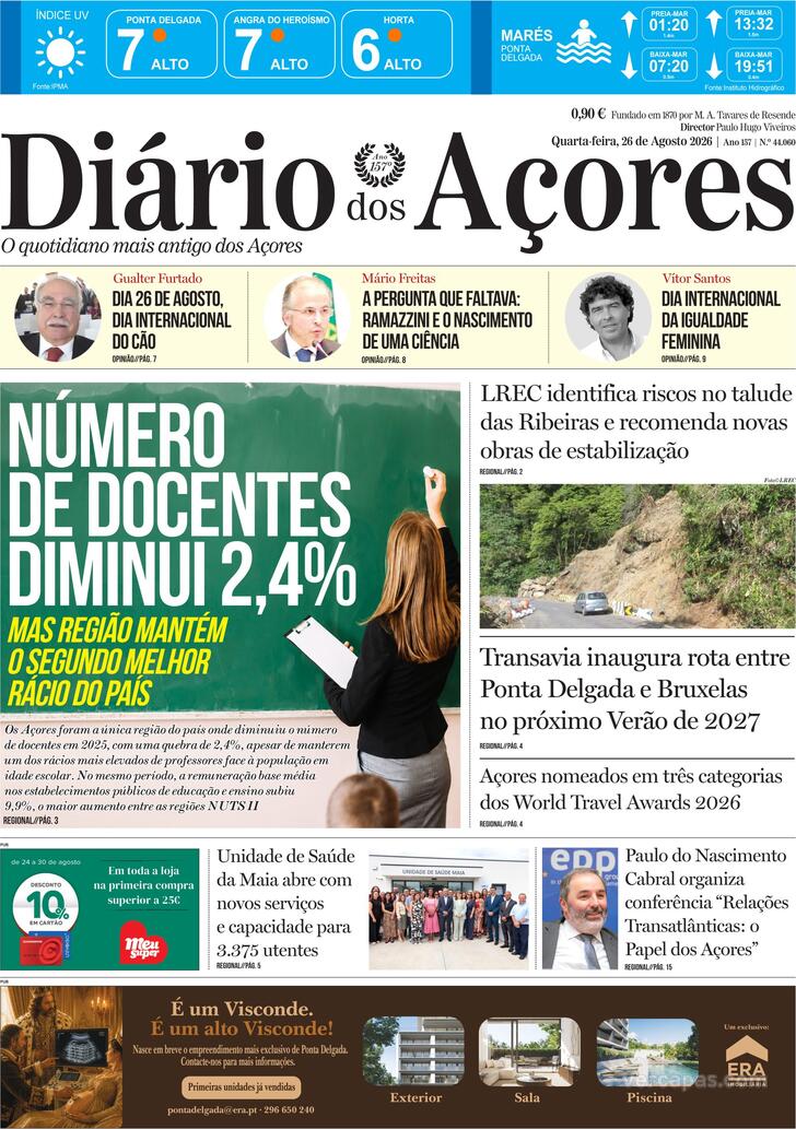 Capa Di�rio dos A�ores - 2026-08-26
