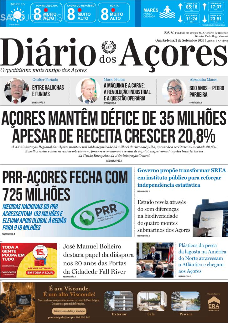 Capa Di�rio dos A�ores - 2026-09-02