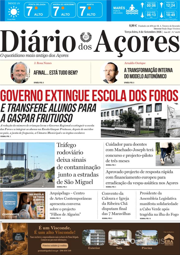 Capa Di�rio dos A�ores - 2026-09-08